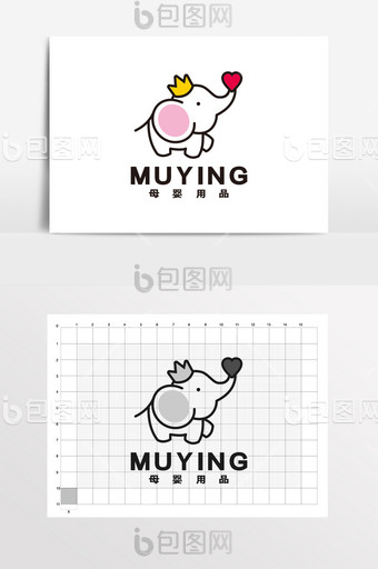 母婴小象可爱童装LOGO标志VI图片