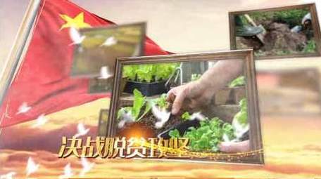 中国扶贫E3D片头金色图文展示AE模板