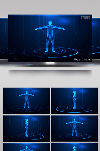 炫酷科技风人体HUD粒子光线空间背景视频图片