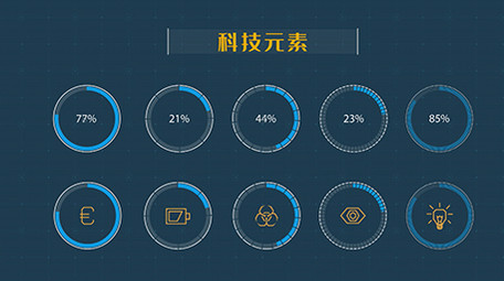 科技商务HUD元素包AE模板