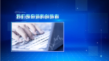 蓝色科技大气图文展示PR模板