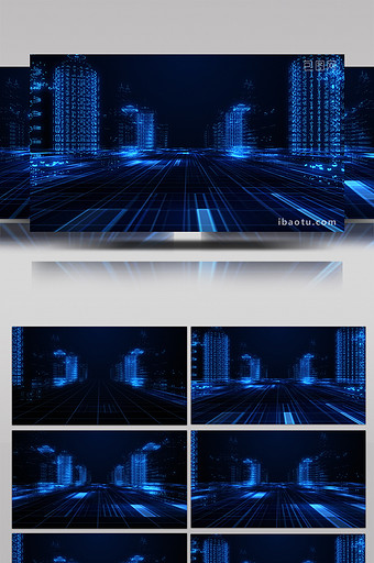 蓝色科技感城市5G互联网穿梭街道背景视频图片