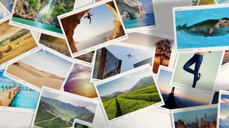 照片掉落堆叠照片墙logo片头AE模板