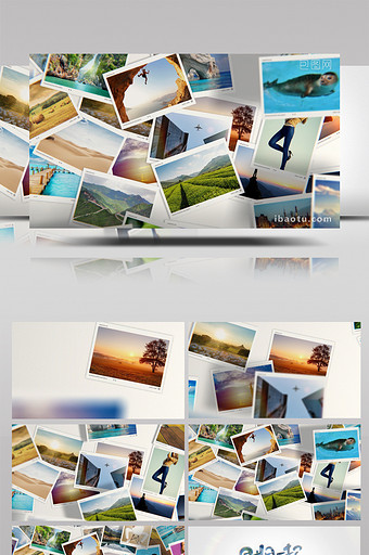 照片掉落堆叠照片墙logo片头AE模板图片