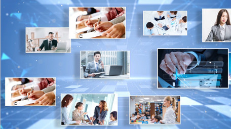 商务蓝色清新干净图片汇聚AE模板