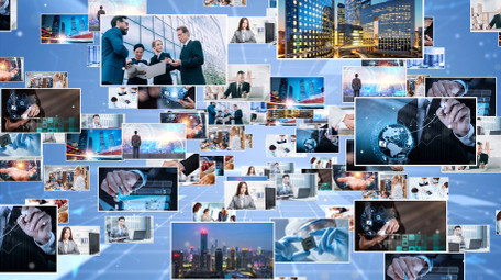 商务蓝色清新干净图片汇聚AE模板