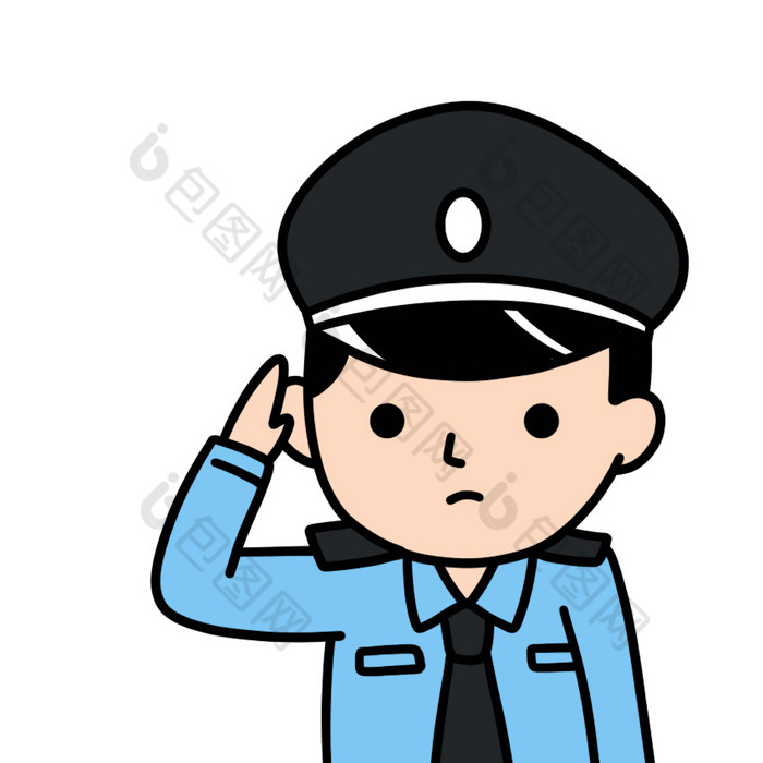 卡通敬礼 动态图 警察卡通形象 警察ae q版警察  人物表情包 少先队员