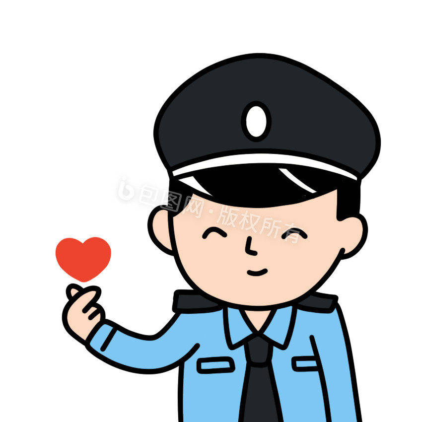 警察比心表情包动图GIF