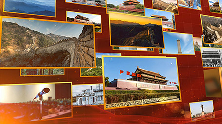 国庆71周年党政历史照片墙AE模板