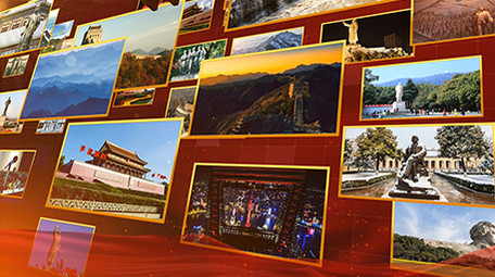 国庆71周年党政历史照片墙AE模板