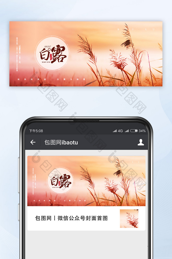 暖色调秋色唯美芦苇24节气白露公众号首图图片图片