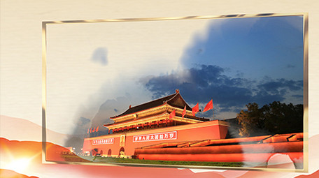 水墨风质感立体红色图文模板