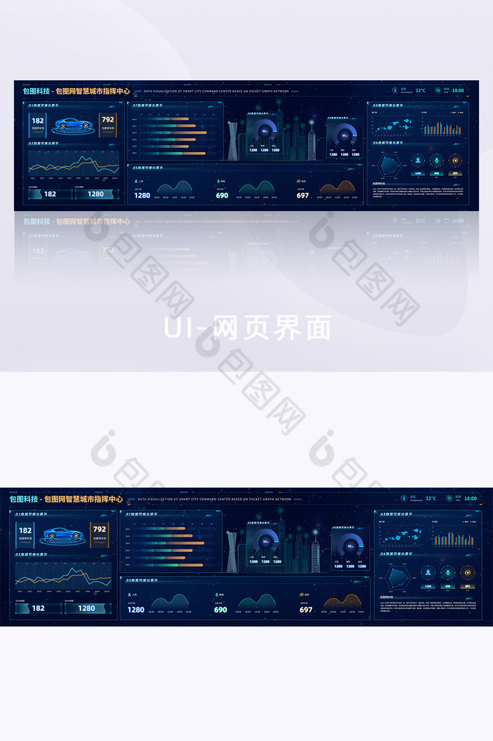 深色科技感数据可视化超级大屏数据展示页面图片图片