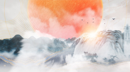 中秋节水墨鎏金中国风片头AE模板