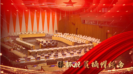 红色党政脱贫攻坚战图文展示PR模板