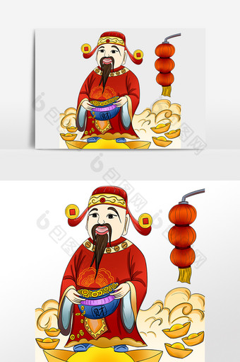 中式国潮风新年财神爷图片