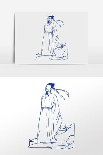 线描著名古风诗人