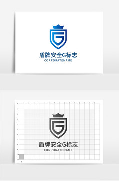 科技安全护盾盾牌字母g标志图片