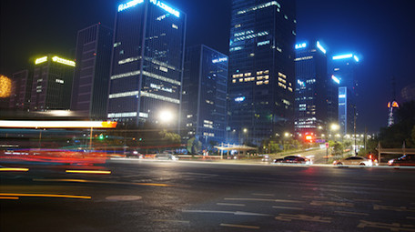 4k唯美流光延时夜晚济南汉峪金谷车流