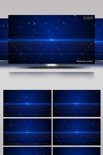 4K蓝色点线面三维空间科技背景图片