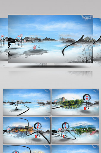 大气中国风文化风景片头AE模板图片