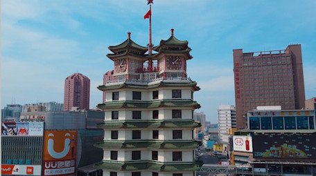 航拍郑州二七广场二七纪念塔城市地标