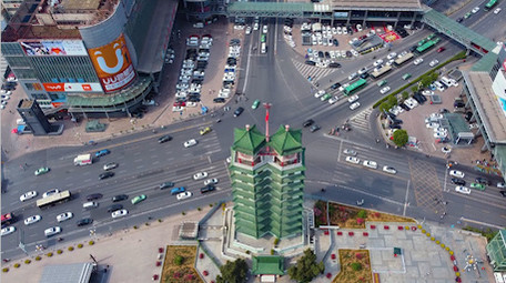 航拍郑州二七广场二七纪念塔城市地标