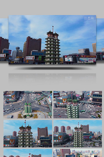 航拍郑州二七广场二七纪念塔城市地标图片