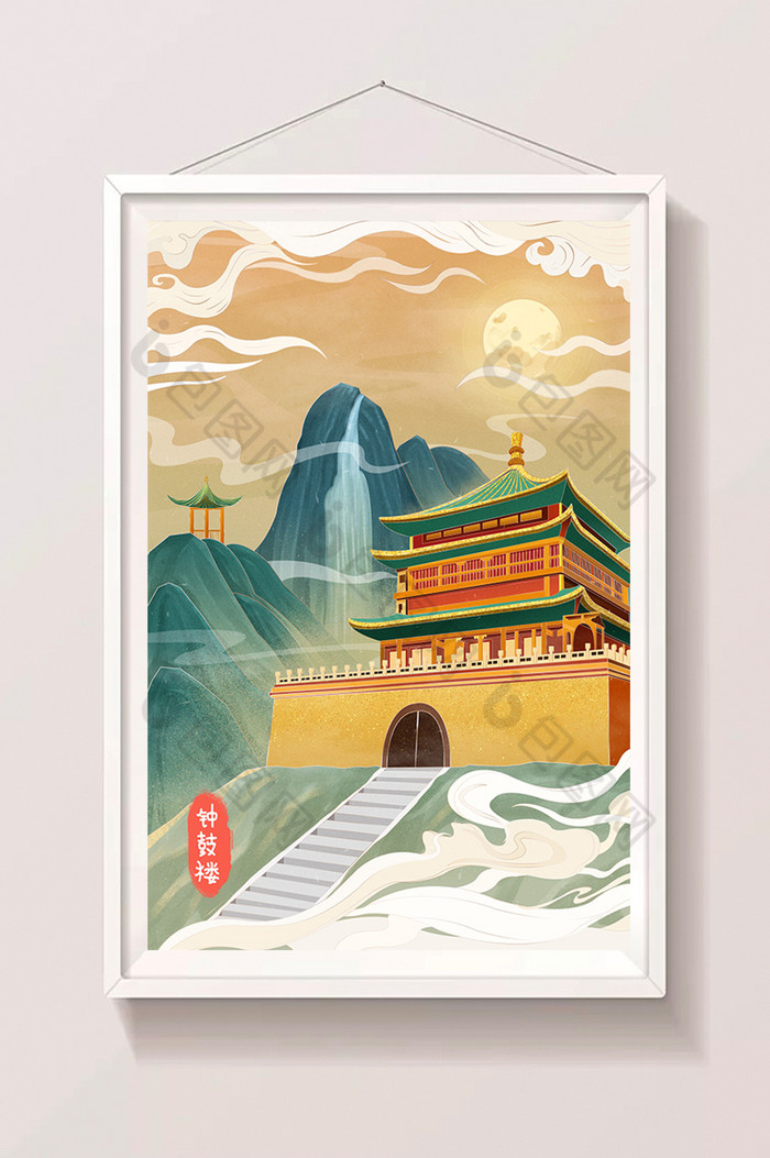 建筑插画中国建筑插画中国风插画图片