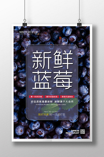 新鲜蓝莓有机水果促销图片