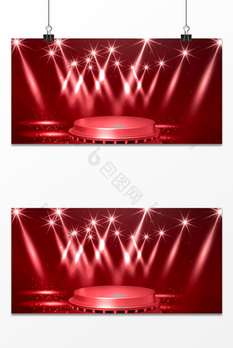 红色灯光舞台立体发布会背景图片