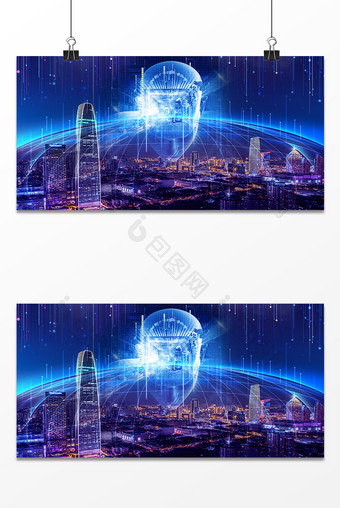 蓝紫色炫酷未来科技城市背景图片