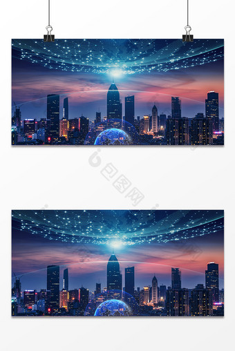 蓝色未来科技城市炫酷背景图片