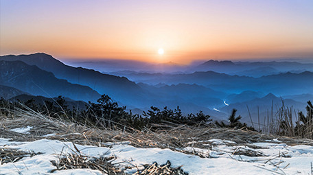 延时摄影雪地日出