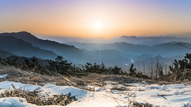 延时摄影雪地日出