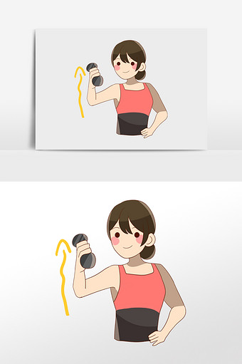 卡通女孩运动健身锻炼