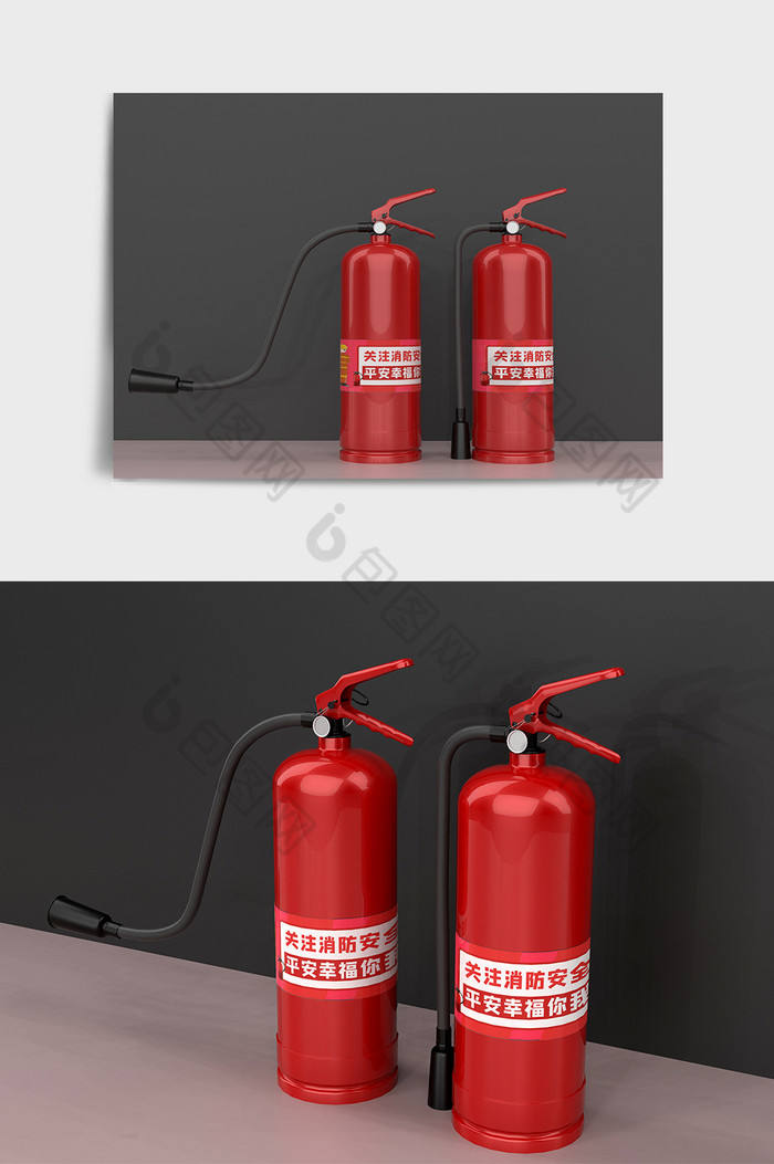 红色消防器材灭火器C4D模型图片图片