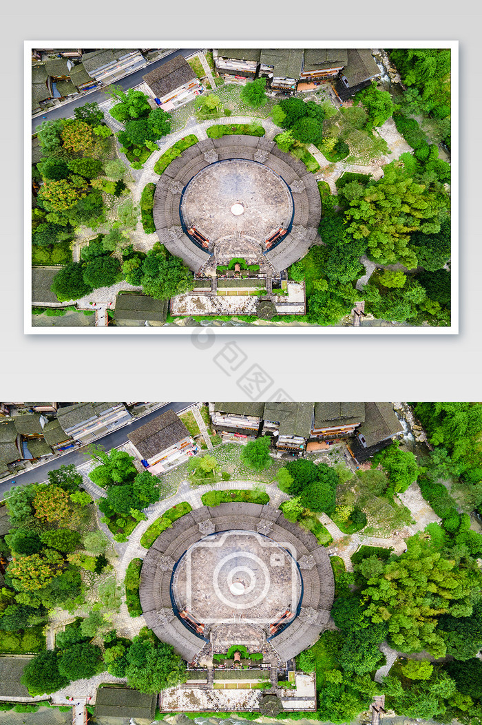 俯拍苗族特色建筑广场摄影图片图片