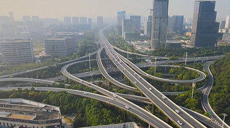 杭州市中兴立交车流交通航拍4k视频