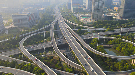 杭州市中兴立交车流交通航拍4k视频