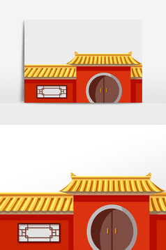 古代墙面屋檐红墙青瓦背景墙