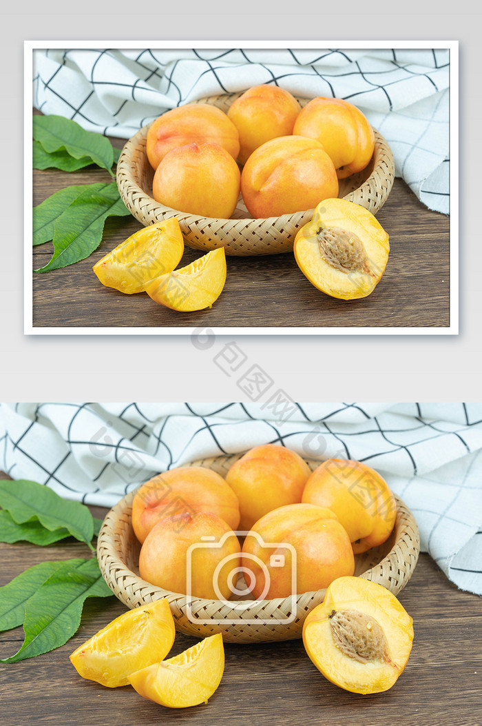 新鲜黄桃桃子摄影图图片图片