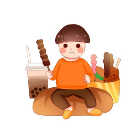 吃零食卡通人物