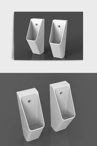公共卫生间男厕所小便池C4D模型图片