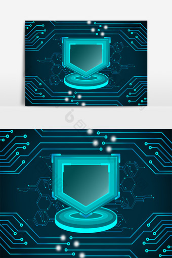 蓝色科技感装饰框架元素设计图片