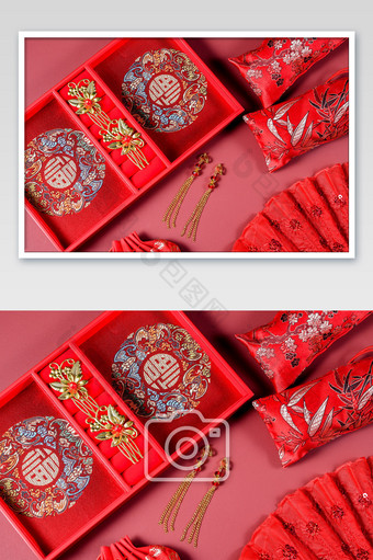 红色婚庆饰品摄影图图片