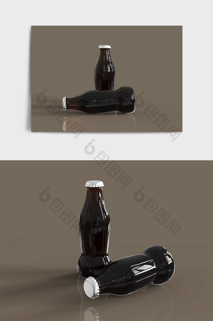 黑色透明玻璃饮料瓶C4D模型图片图片