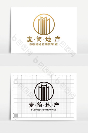 大气时尚简约M字母建筑地产logoVI图片