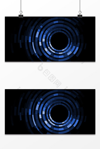 简约蓝色商务科技抽象几何圆年会背景图片