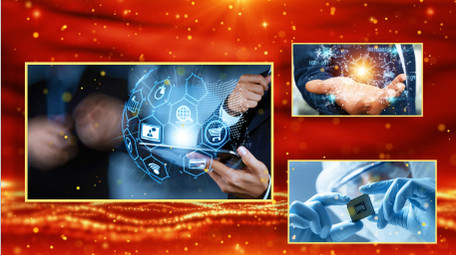 红色党政企业年会颁奖照片墙AE模板